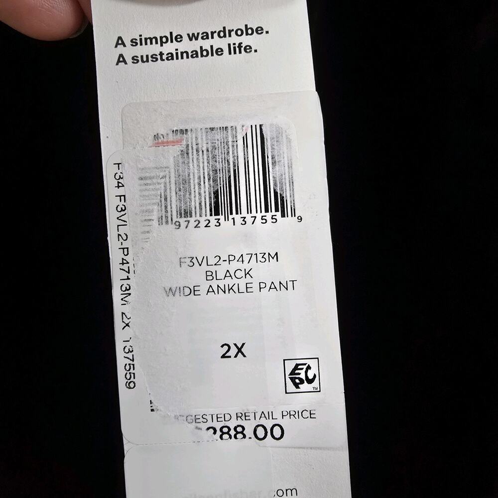 Eileen Fisher Velvet Pants Womens Plus Size XXL Black Wide Leg Silk New Whit Tag - Picture 8 of 16